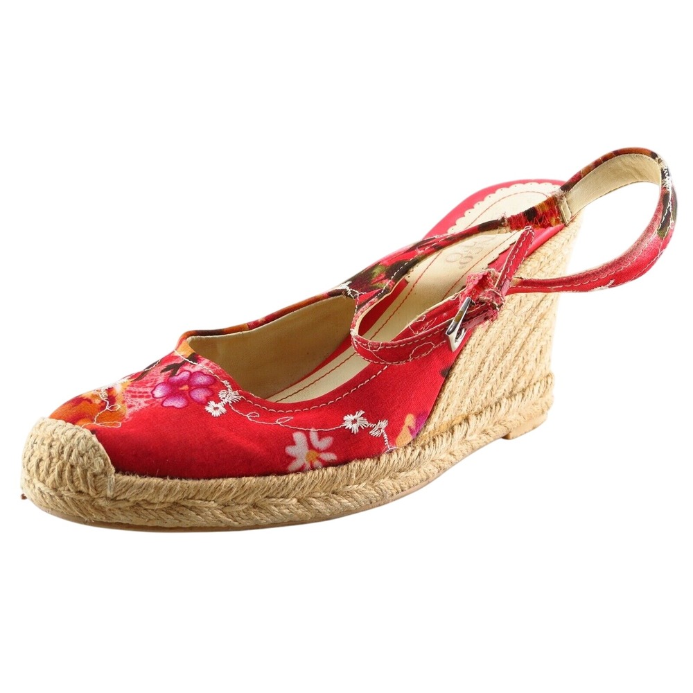 Franco Sarto Slingback Sandals Red Fabric Women Shoes Size 8.5 Medium